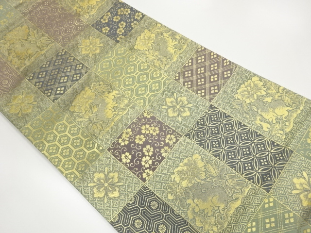 JAPANESE FUKURO OBI / WOVEN FLOWER ARABESQUE